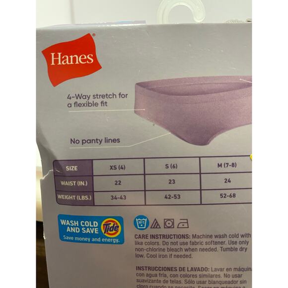 Hanes Girls Seamless Comfort Hipster Tagless Underwear Panties Size Small - Picture 4 of 4